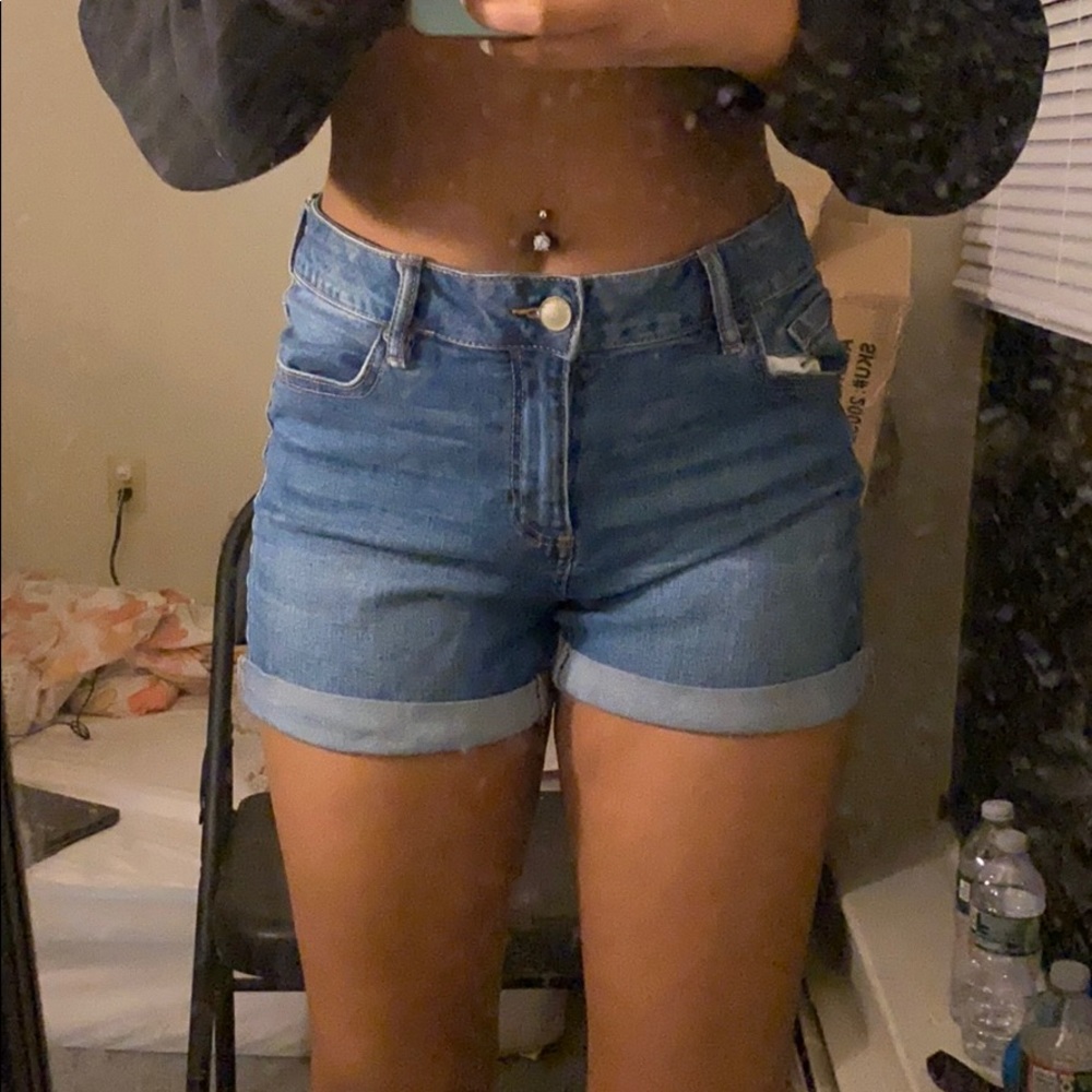 blue denim jean shorts
